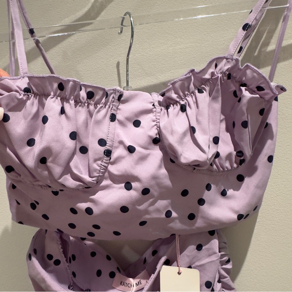 NWT- Katch Me Purple / Black Polka Dot Skirt Set Size Small - Picture 3 of 6